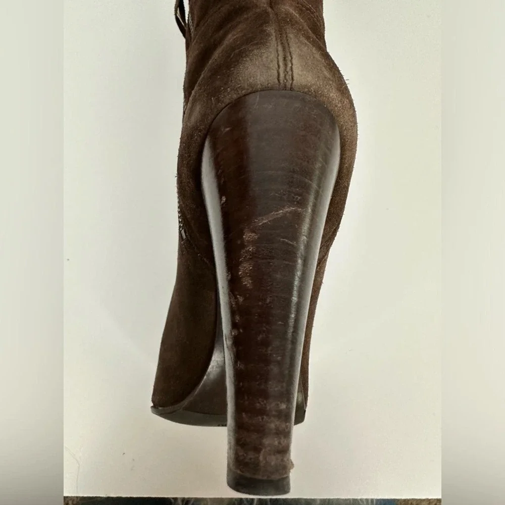 Miu Miu Chocolate Brown Suede Boots Sz 7.5